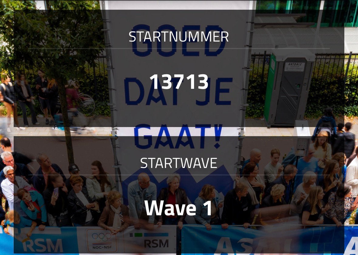 Startbewijs ASML halve marathon - wave 1, Eén persoon
