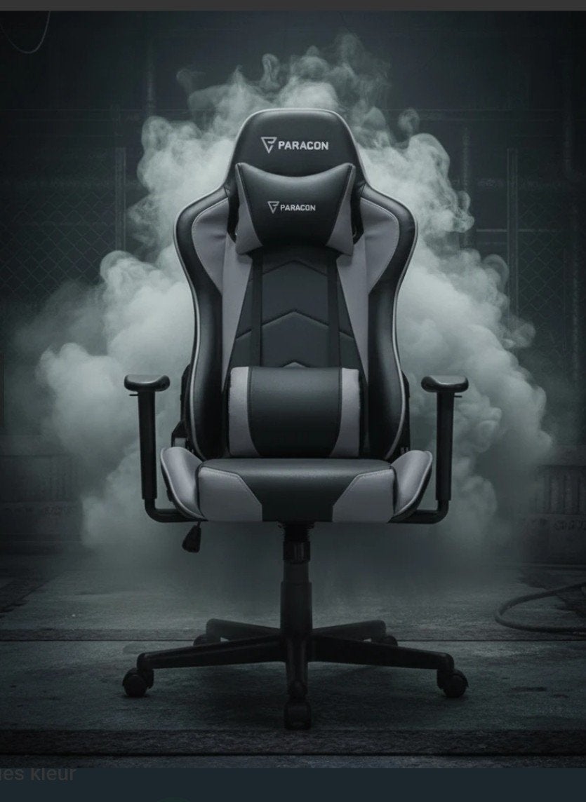 Paracon Gaming Bureaustoel - Zwart/Grijs, Ophalen, Ergonomisch, Zwart