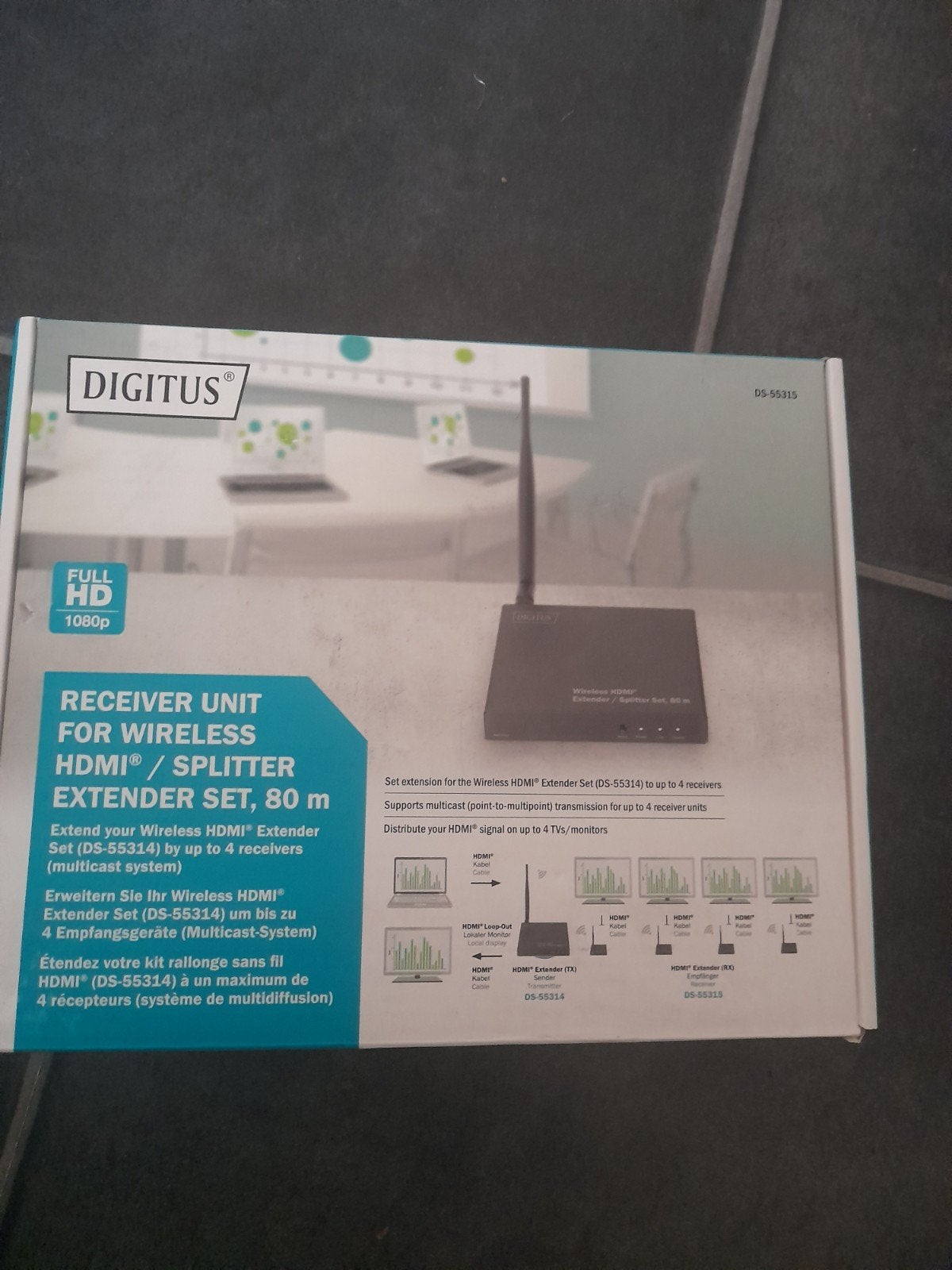 Digitus Draadloze HDMI Extender Set Ontvanger (DS-55315), Ophalen of Verzenden, Nieuw, 10 meter of meer, HDMI-kabel