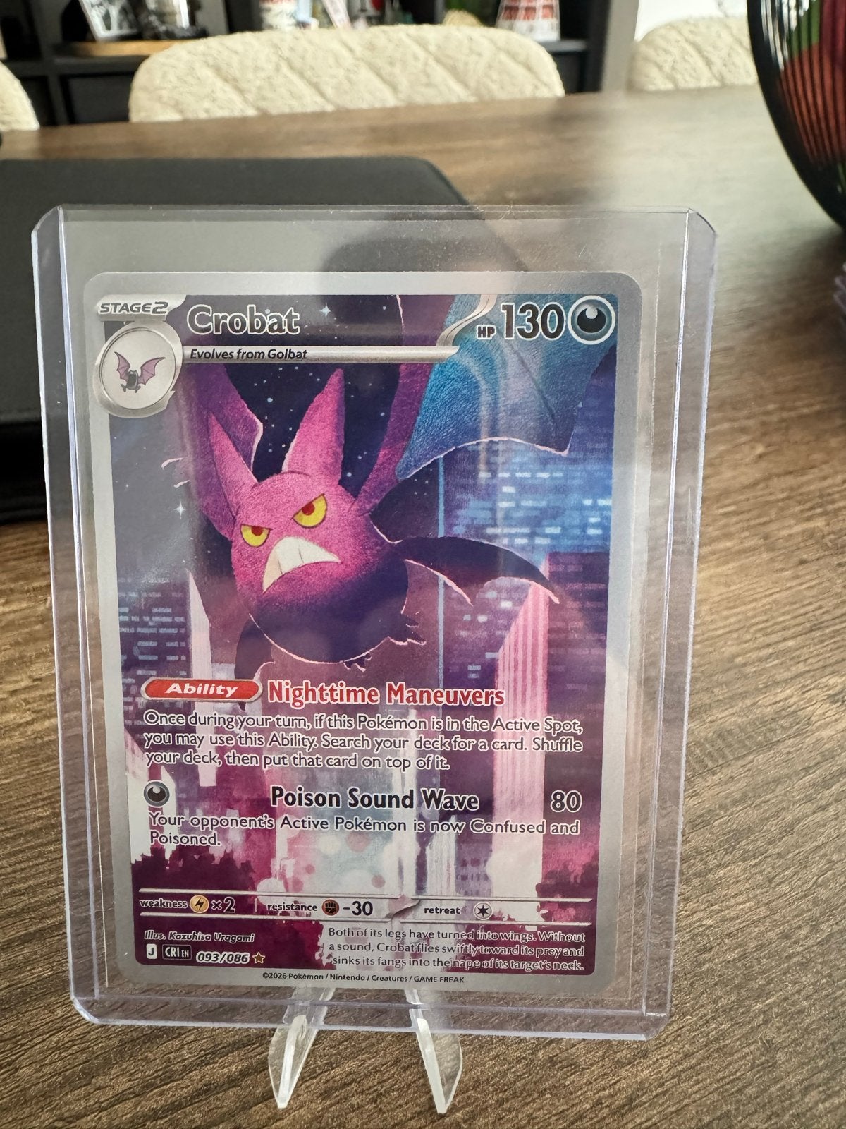 Crobat Pokémon Kaart -093, Ophalen of Verzenden, Zo goed als nieuw, Losse kaart, Foil