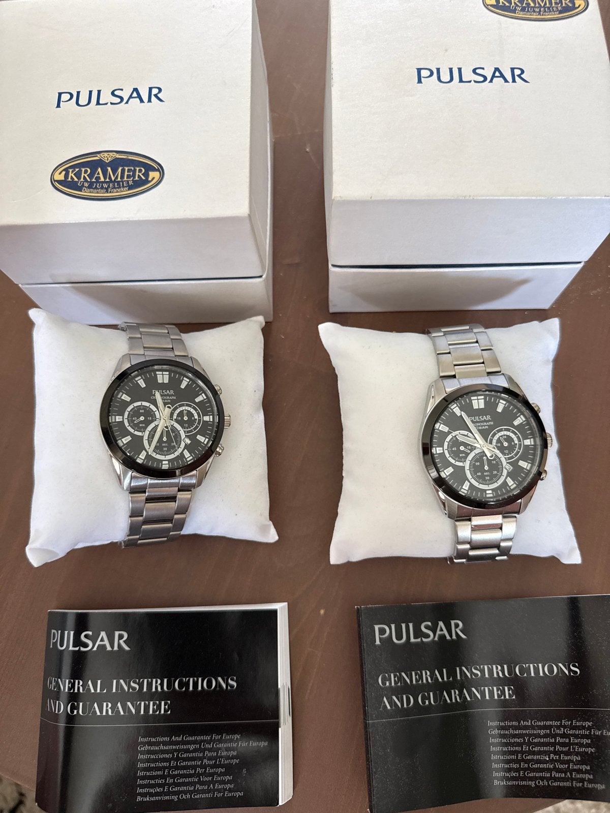 2 st Pulsar Chronograaf Herenhorloge - Zo Goed als Nieuw, Staal, Polshorloge, Zo goed als nieuw, Ophalen