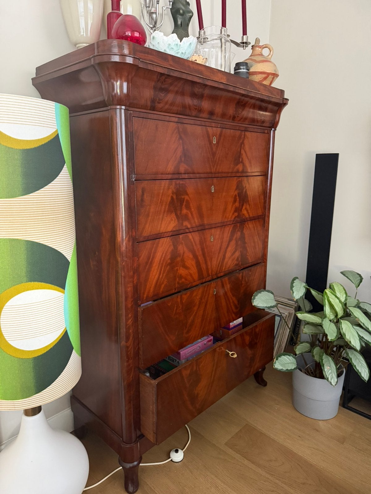 TEAB Antieke chiffoniere mahonie fineer 6 lades, Antiek en Kunst, Ophalen