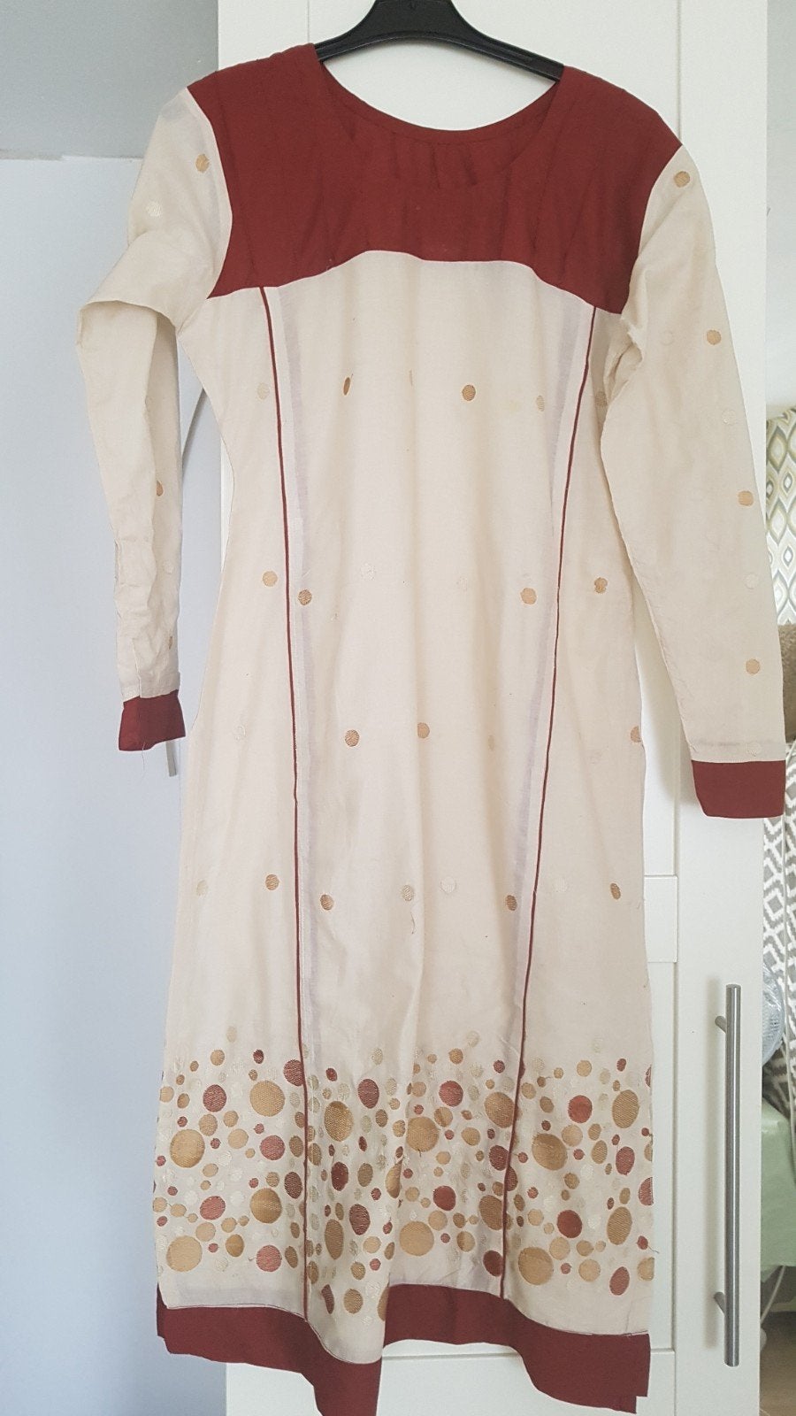 Traditionele Indiase kameez kurta broek 3 delige pak maat S, Onbekend, Ophalen of Verzenden, Zo goed als nieuw, Maat 36 (S)