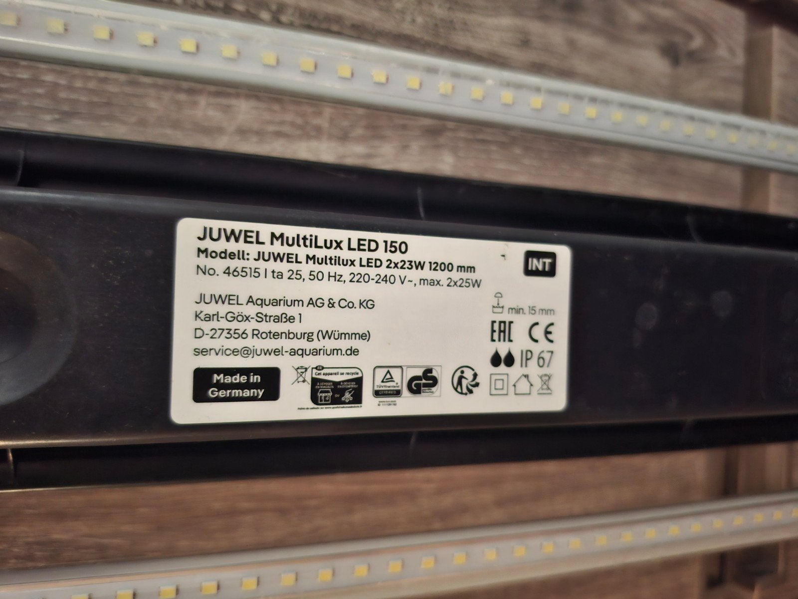 juwel rio 450 verlichting, Ophalen