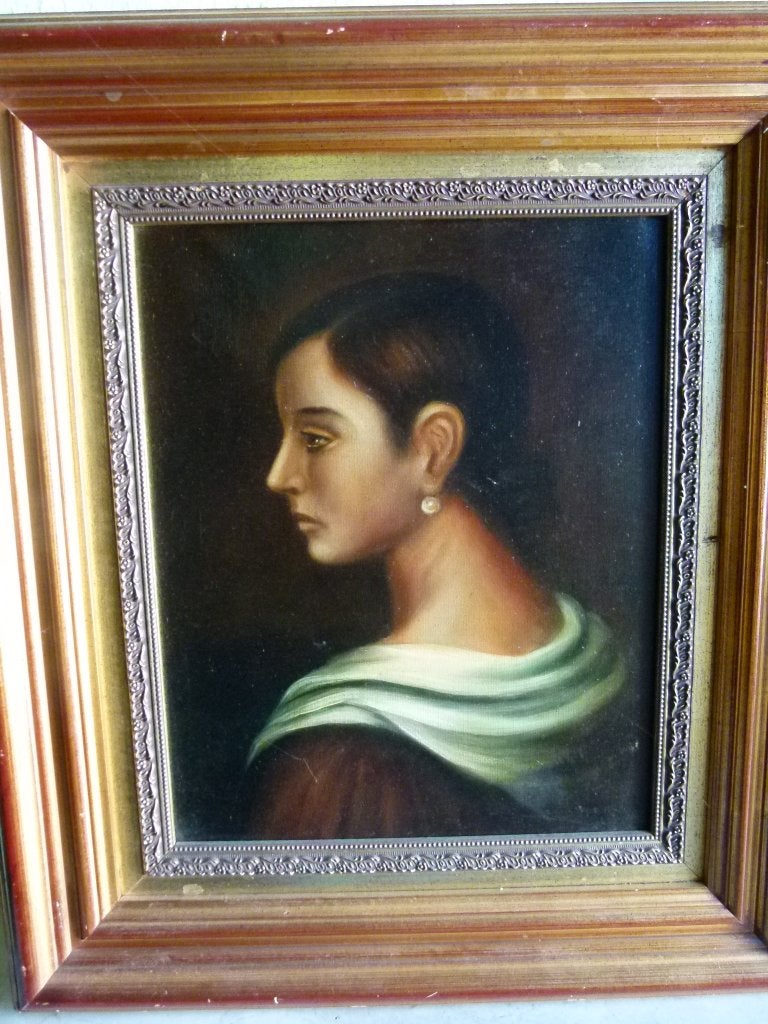 antiek portret Carmen naar J. Romero de Torres, Ophalen, Doek, Portret of Personen, Olieverf