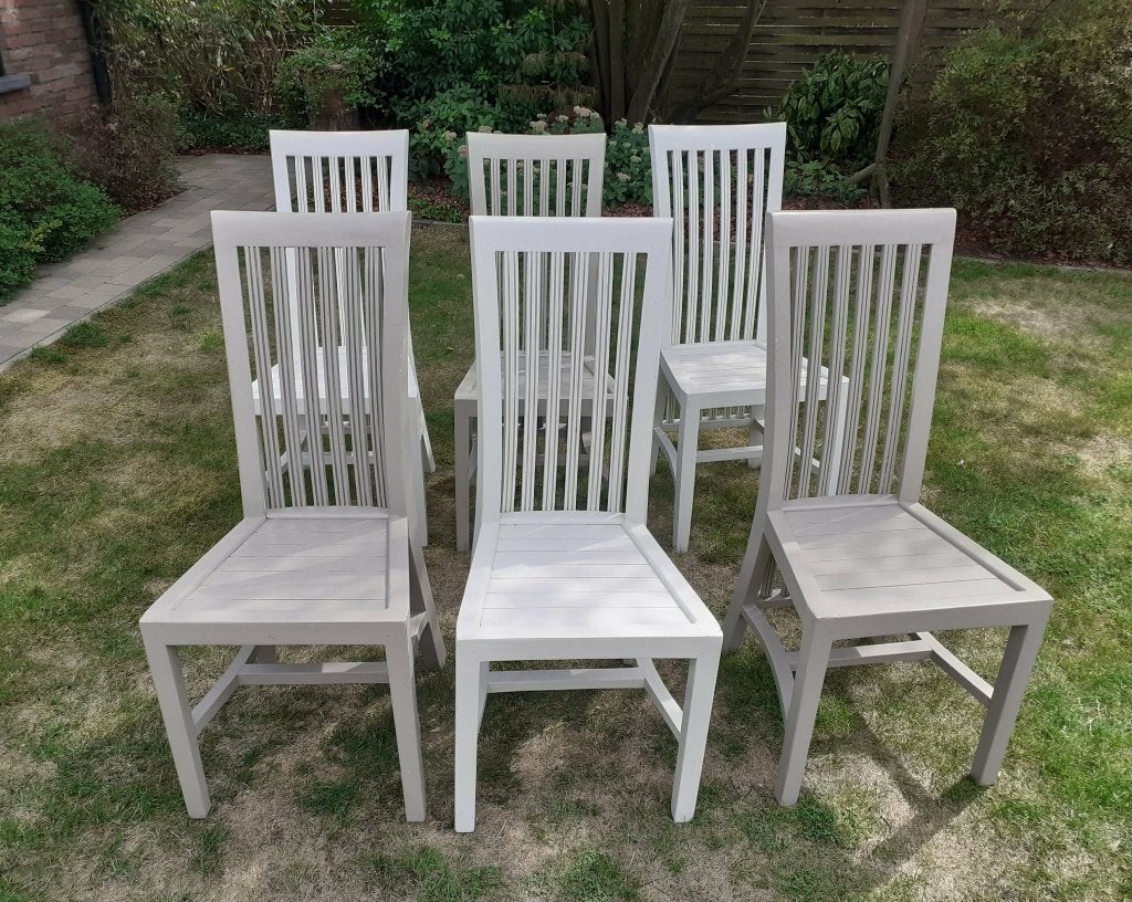 6 st teak stoelen, Huis en Inrichting, Ophalen, Gebruikt, Bruin, Vijf, Zes of meer stoelen