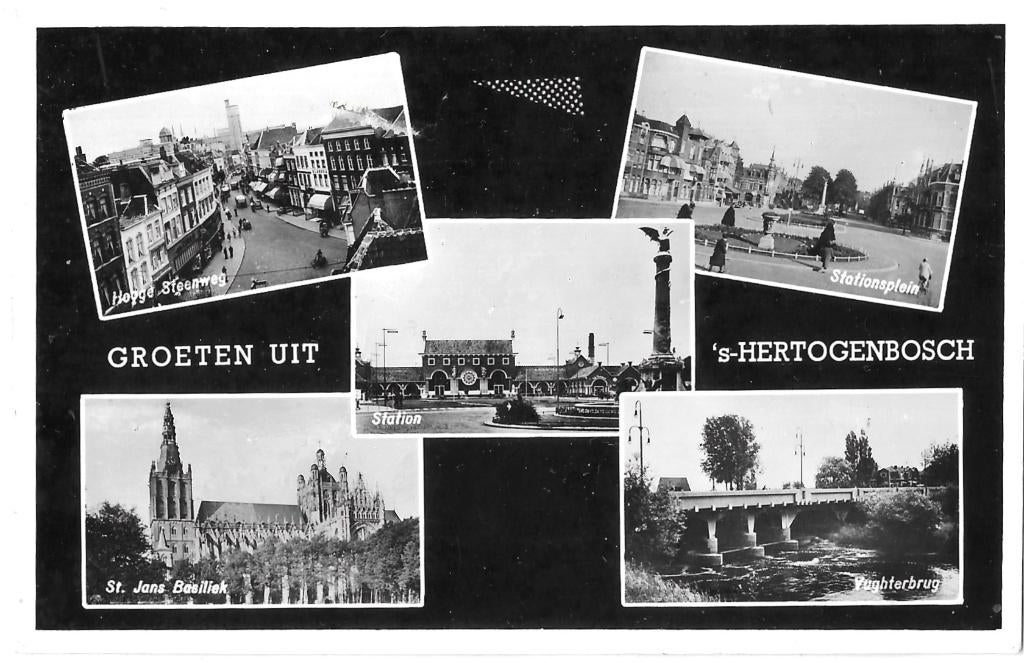AK 's-Hertogenbosch - Groeten uit....Hoge Steenweg, Verzamelen, Ansichtkaarten | Nederland, Verzenden, 1960 tot 1980, Gelopen