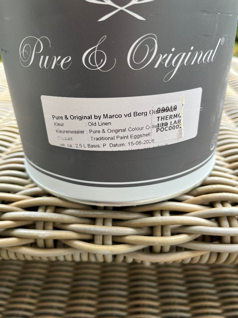 Pure & Original lakverf  Eggshell  kleur Old Linen, Minder dan 5 liter, Ophalen of Verzenden, Nieuw, Verf
