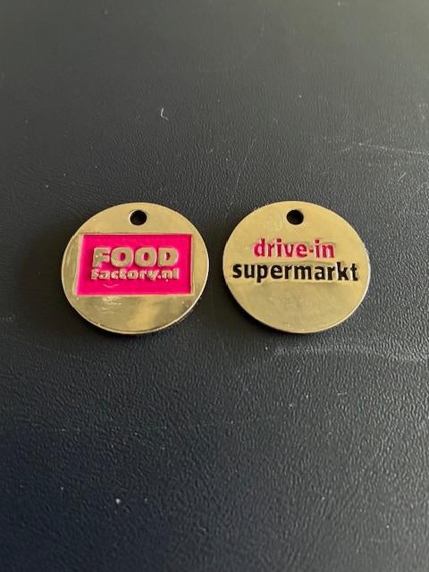 winkelwagenmuntje Food Factory drive-in supermarkt, Ophalen of Verzenden