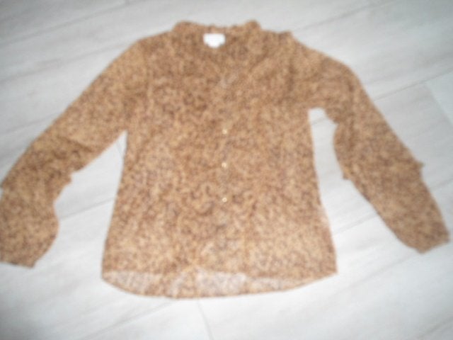 Cotton Club; Leuke voile blouse; maat Small, Bruin, Ophalen of Verzenden, Zo goed als nieuw, Maat 36 (S)
