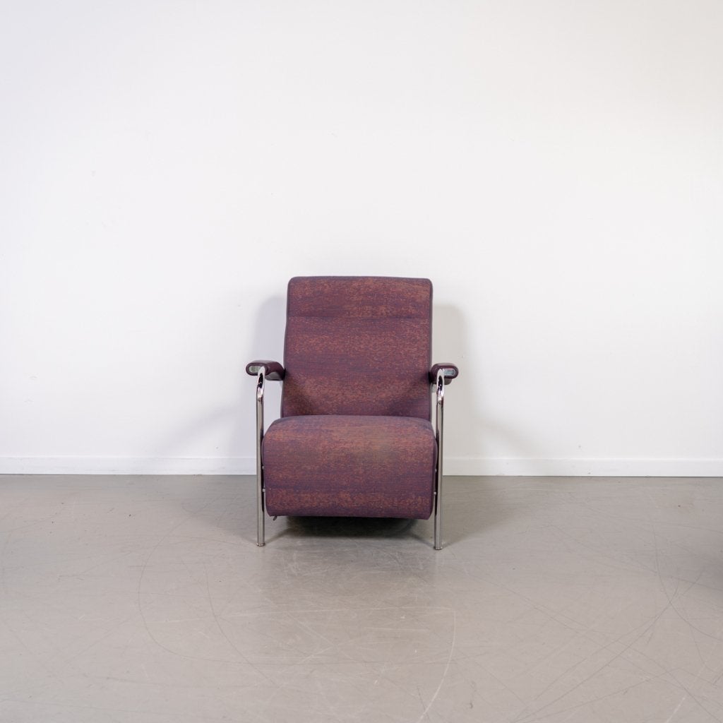 1x Leolux Scylla Fauteuil Hoog Paars Gemêleerd - Paars Leer, Niet ingevuld, Leer, Niet ingevuld, 75 tot 100 cm