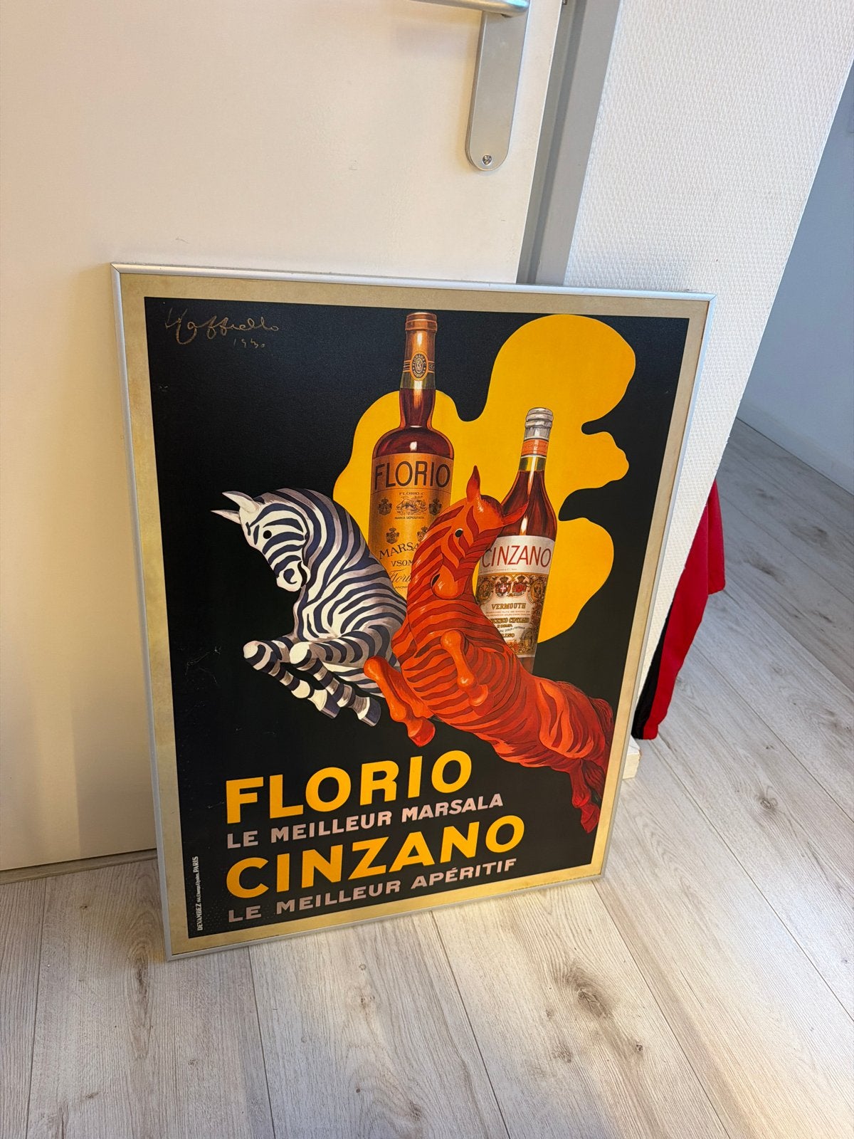 Vintage reclameposters Florio Cinzano & Grafofoni Columbia, Ophalen, Rechthoekig Staand, Met lijst, Zo goed als nieuw
