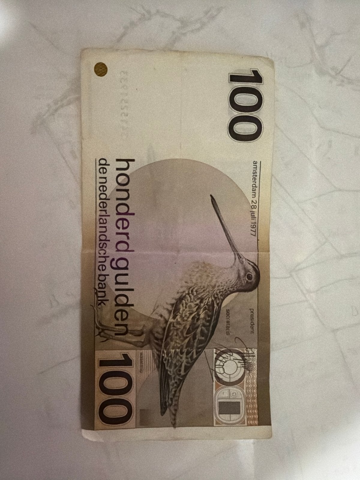 100 Gulden biljet 'Snip' - Gebruikt, niet gescheurd, Postzegels en Munten, Bankbiljetten | Nederland, Los biljet, 100 gulden, Ophalen of Verzenden