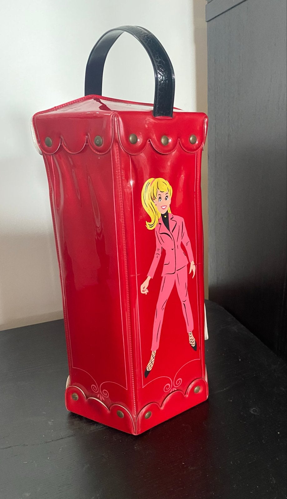 Vintage 1965 Mattel "Francie" Poppenkoffer - Rood Zeshoekig, Verzamelen, Ophalen of Verzenden, Gebruikt, Accessoires