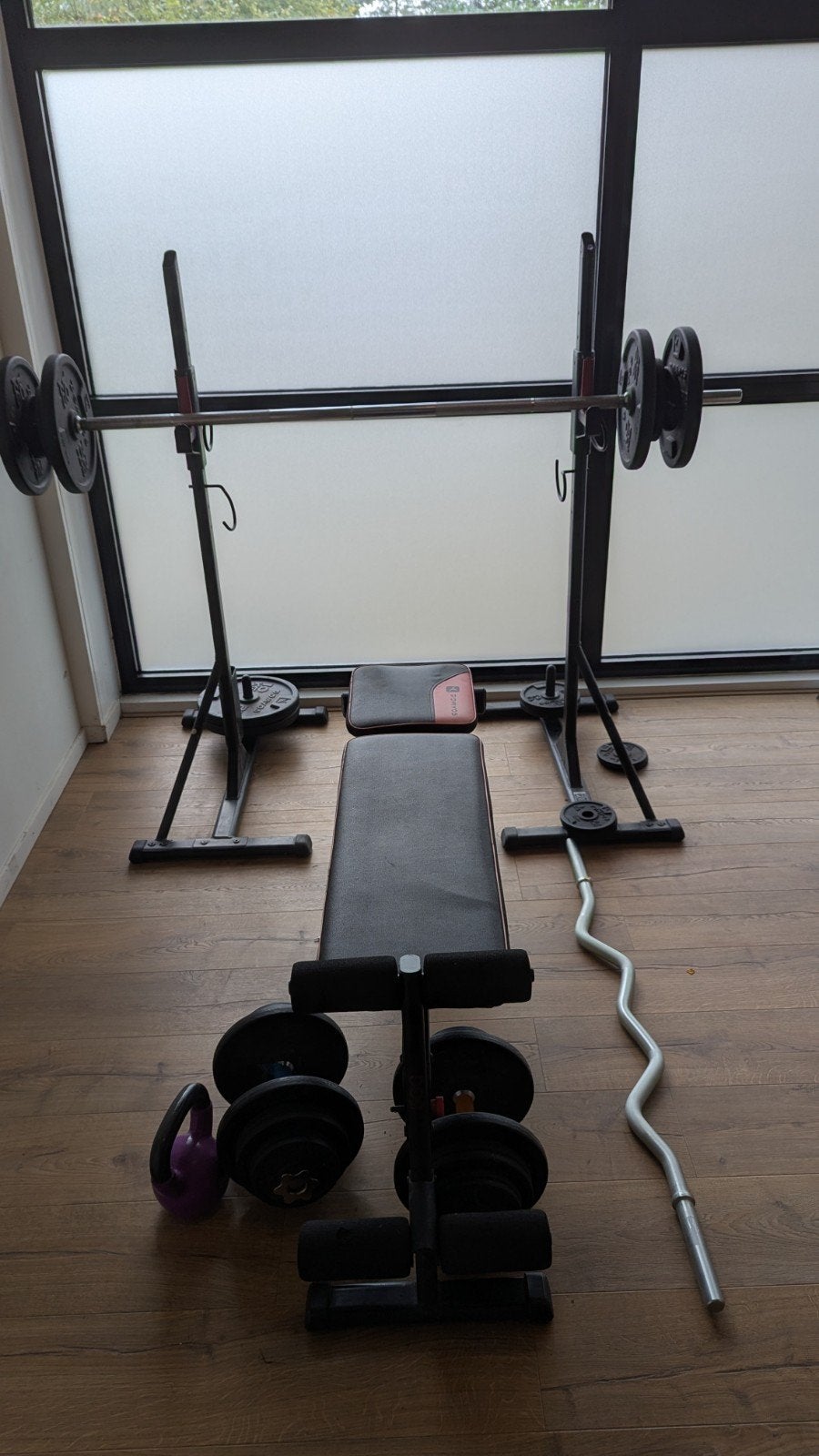 Domyos Decathlon Halterbank met Haltersteunen, Ophalen, Gebruikt, Fitnessbank