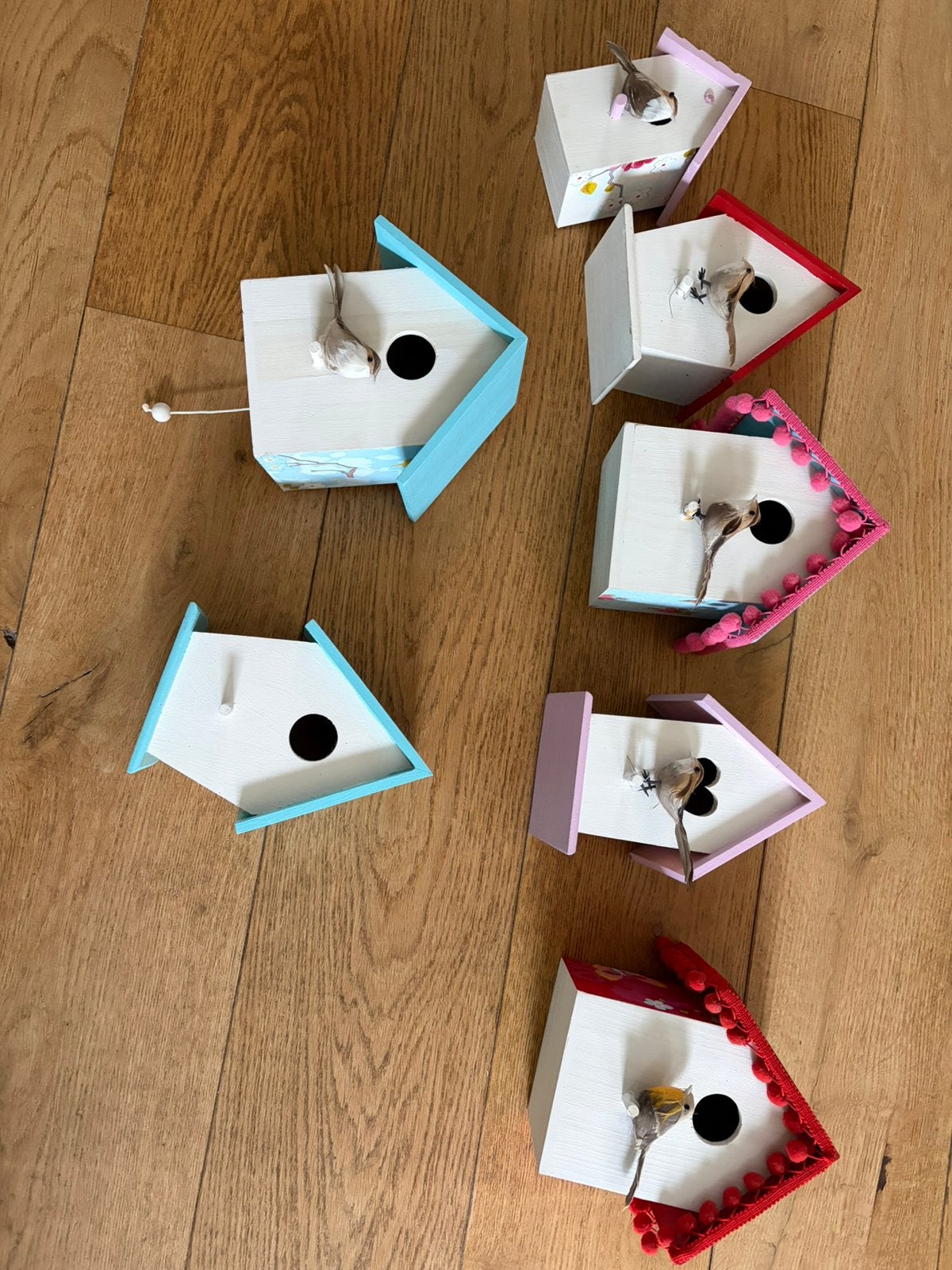 Vogelhuisjes decoratie 7 stuks, Ophalen, Zo goed als nieuw