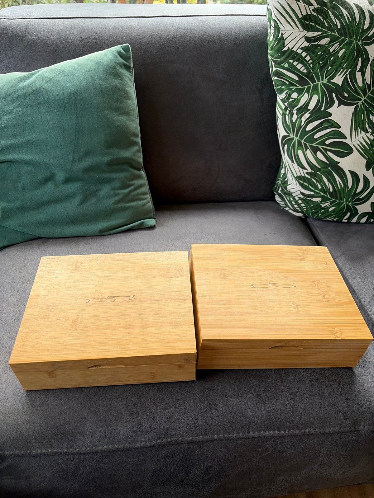 Postcodeloterij bamboe theedozen (set van 2), Huis en Inrichting, Hout, Nieuw, Ophalen of Verzenden, Theedoos