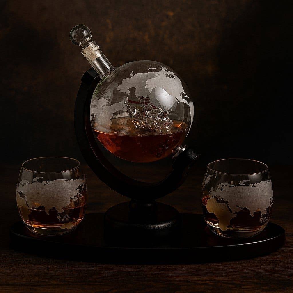 Wereldbol karaf - Whiskey kraf - Bar accessoires - Mancave, Caravans en Kamperen, Cave & Garden, Verzenden, Nieuw, Kouwe Hoek 1B, Waddinxveen