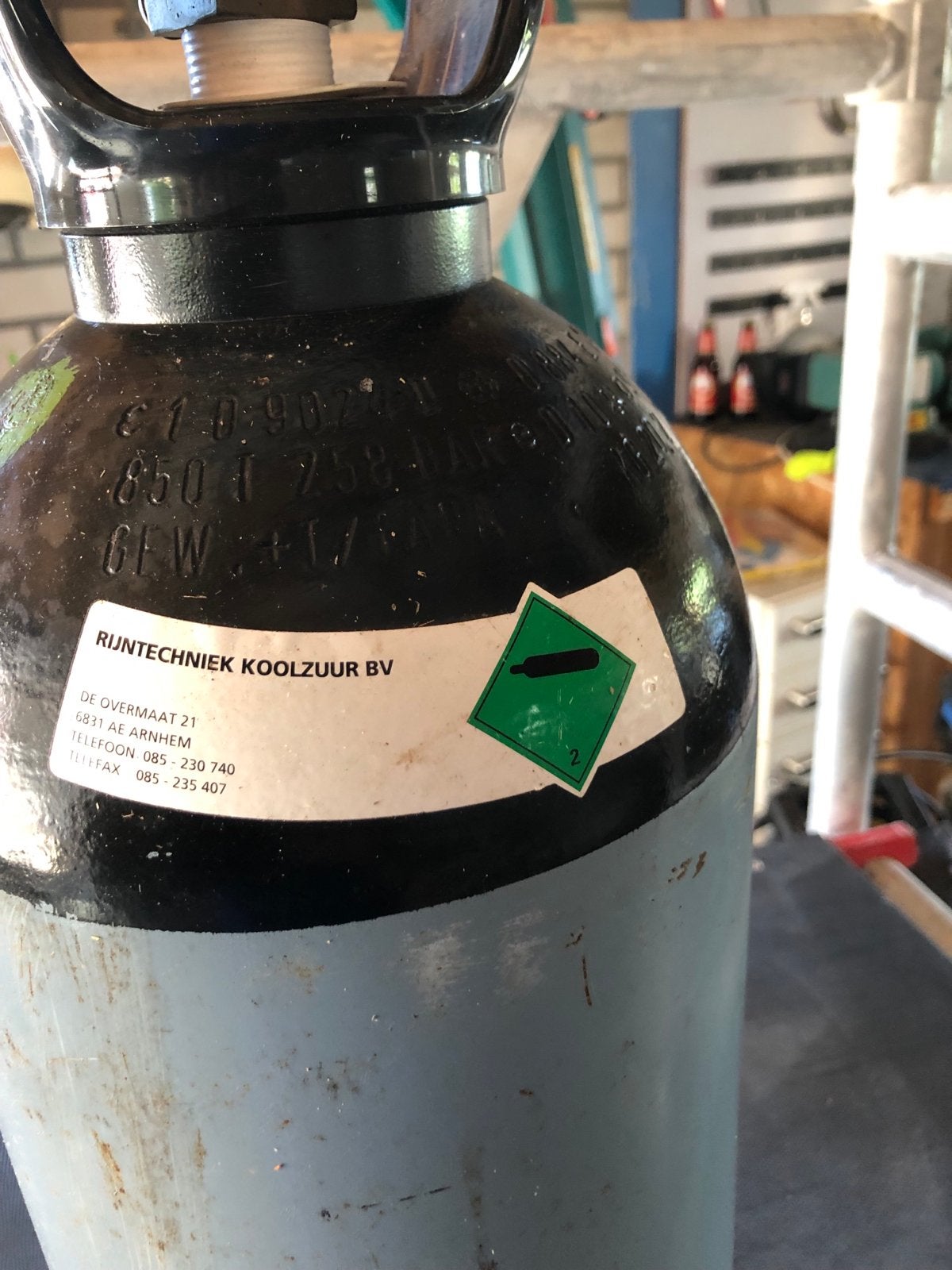 Koolzuurfles Rijtechniek Koolzuur BV, Doe-het-zelf en Verbouw, Compressors, 100 liter of meer, Ophalen of Verzenden, Gebruikt