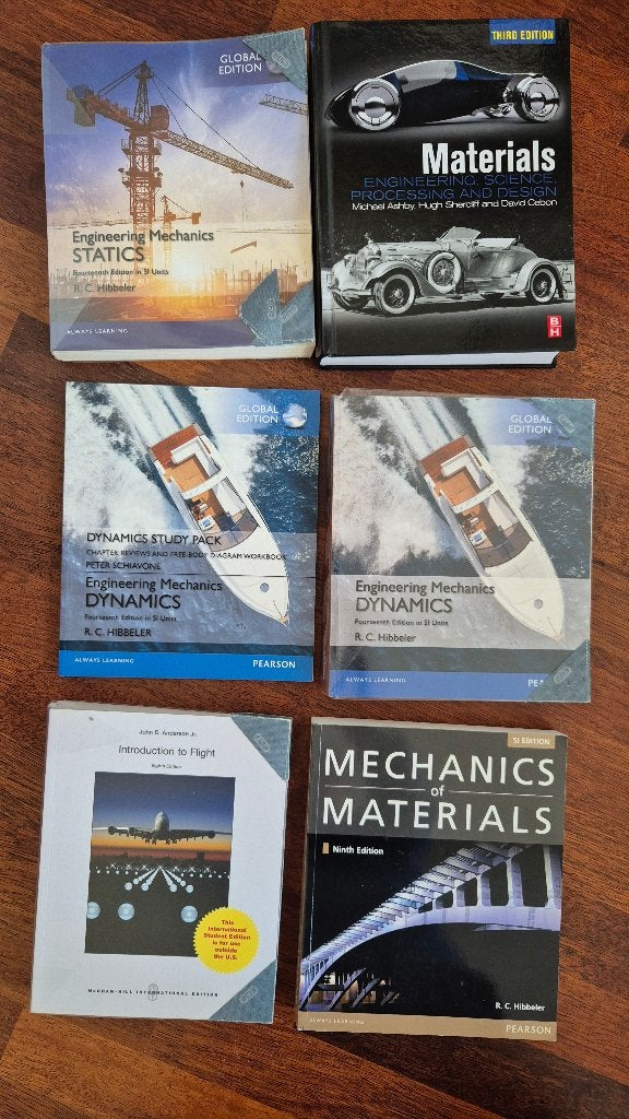 Diverse technische studieboeken (o.a. Engineering Mechanics), Boeken, Ophalen, R.C. Hibbeler, Michael Ashby, John D. Anderson Jr.