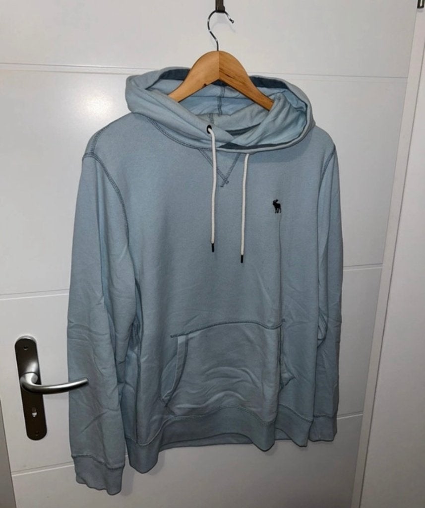 Abercrombie & fitch hoodie trui m lichtblauw blauwe blauw, Abercrombie & Fitch, Gedragen, Verzenden, Maat 48/50 (M)