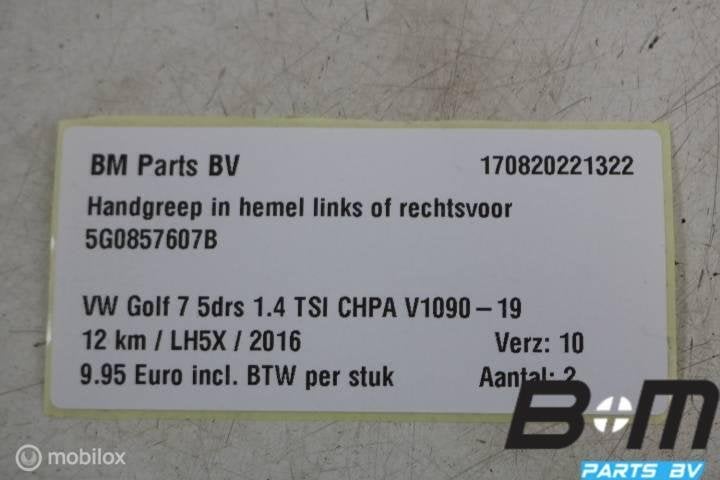 Handgreep in hemel LV of RV VW Golf 7 5G0857607B, Gebruikt