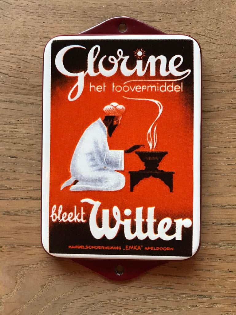 Glorine emaille bordje, Verzamelen, Merken en Reclamevoorwerpen, Ophalen of Verzenden, Zo goed als nieuw, Reclamebord