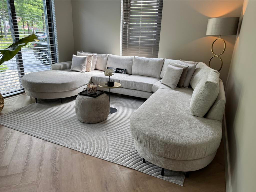 Luxe Teddy Velvet U-bank Rondo 200x375x270cm JAPANDI Uniek, Info@oosterbaanwonen.nl, Venus 31 8448CE Heerenveen, Hoekbank, Ophalen of Verzenden