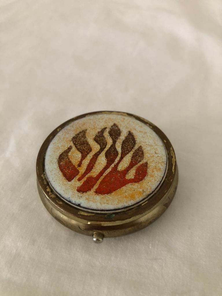 Oud pillen doosje met tegeltje - dia 5 cm - bijna gratis, Ophalen of Verzenden