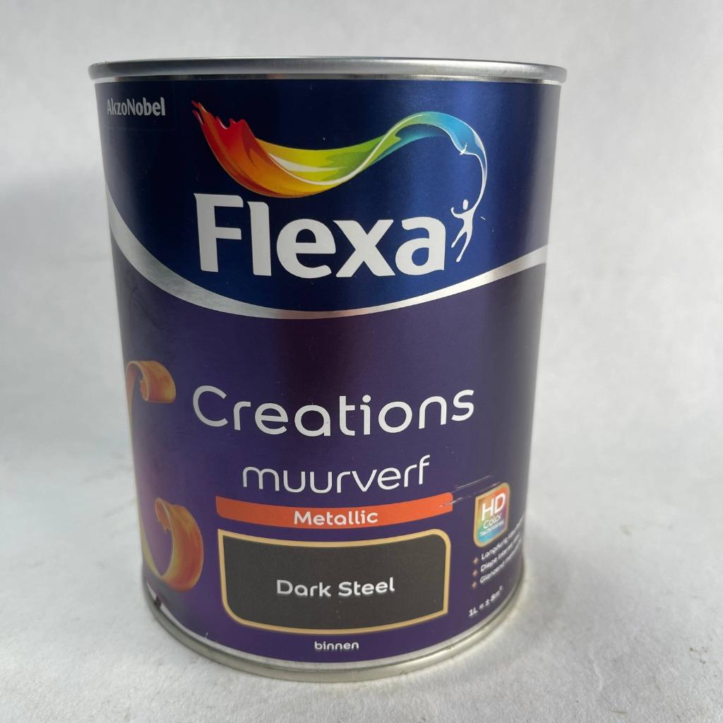 Flexa Creations Muurverf Dark Steel Metallic Zwart 1L, Flexa, Flexa, Zwart, Nieuw
