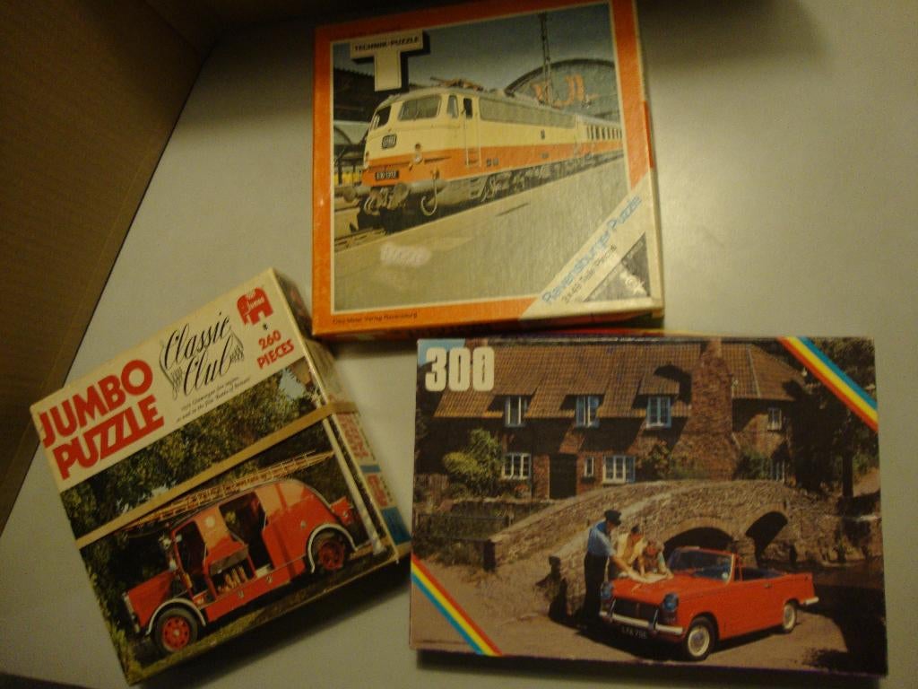 legpuzzel oldtimer auto trein bus motor en brandweer, Ophalen of Verzenden, Gebruikt, Auto's