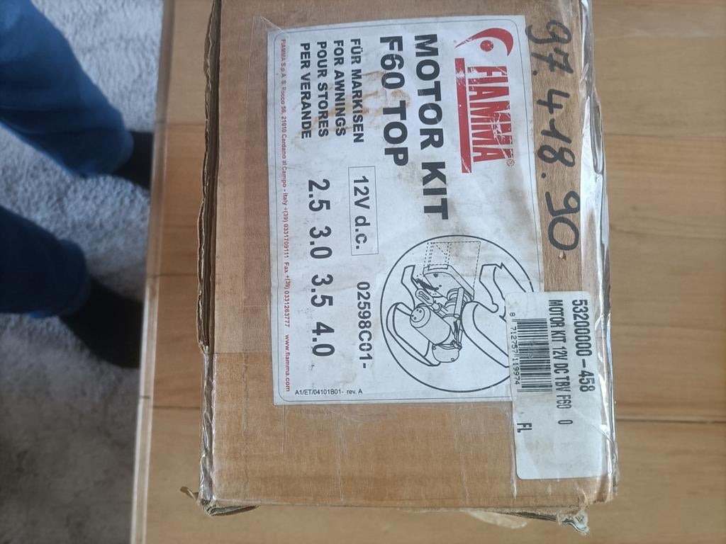 Te koop:FIAMMA MOTOR KIT VOOR LUIFEL OF FIETSENREK. NIEUW!!!, Caravans en Kamperen, Camper-accessoires, Ophalen of Verzenden