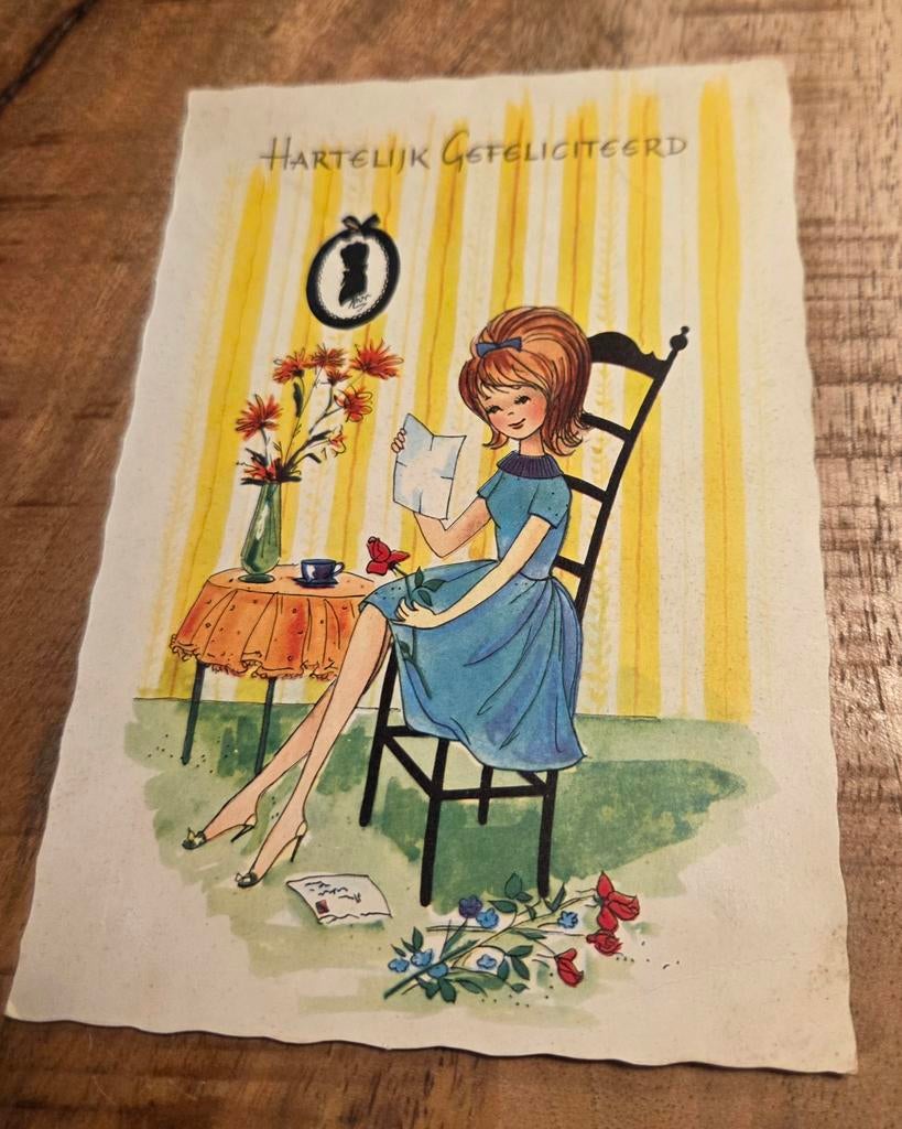 Meisje leest liefdesbrief zittend op een stoel, Verzenden, 1960 tot 1980, Gelopen, Kinderen