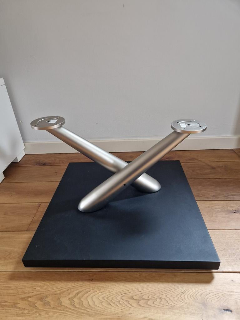 Salontafel NAOS draaibaar onderstel met 1 glasplaat, Ophalen, Gebruikt, 50 tot 100 cm, Vierkant