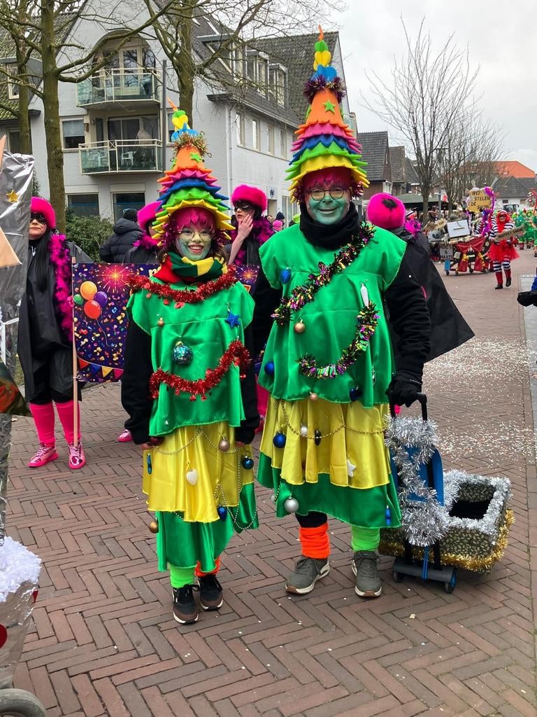 Kerstboom Carnavalspak - 2 Sets (M & XL) + Hoeden, Maat 38/40 (M), Carnaval, Ophalen of Verzenden, Kleding