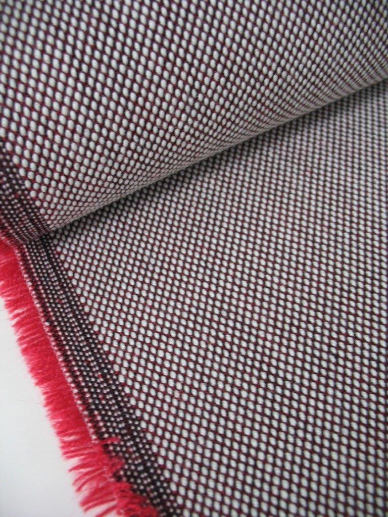 Kvadrat Steelcut Trio 2 144 créme+rood+zwart 1,9M meubelstof, Hobby en Vrije tijd, Stoffen en Lappen, Wol, 120 cm of meer, Wit
