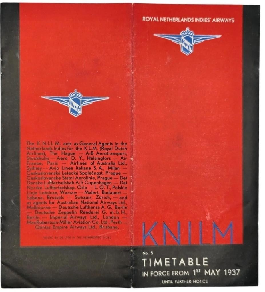 Dienstregeling KNILM Timetable No. 5 May (1937), Ophalen of Verzenden