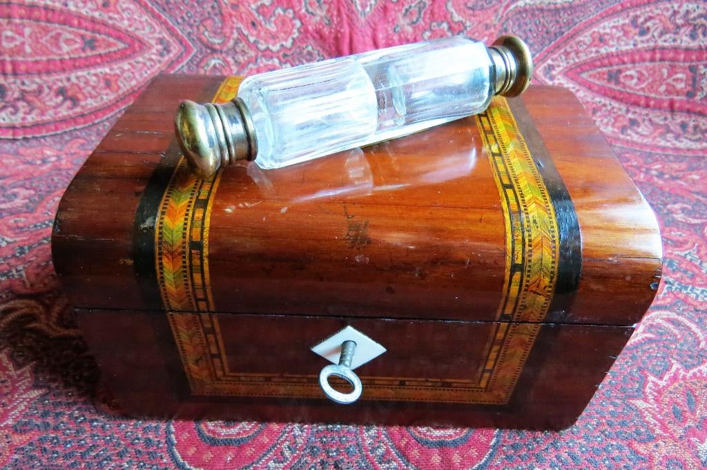Antiek transparant parfumflesje "lay down" double end c.1880, Ophalen of Verzenden