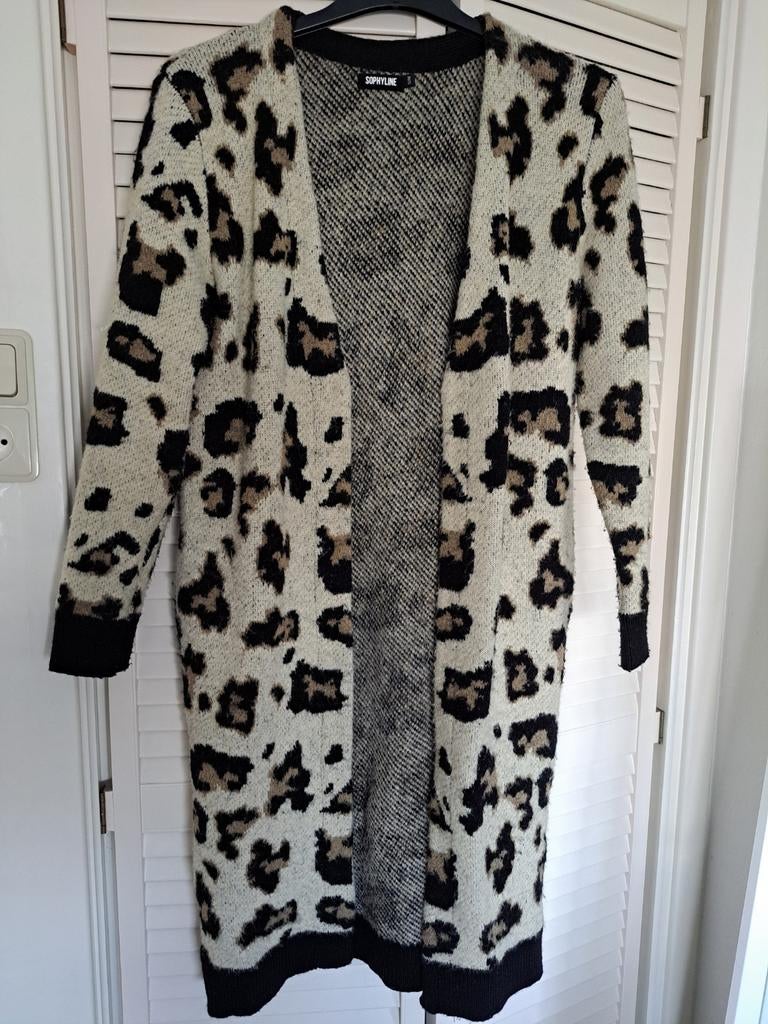 (twv €70) Schitterend gebreid wollen Sophyline vest panter, Kleding | Dames, Truien en Vesten, Maat 38/40 (M), Bruin, Ophalen of Verzenden