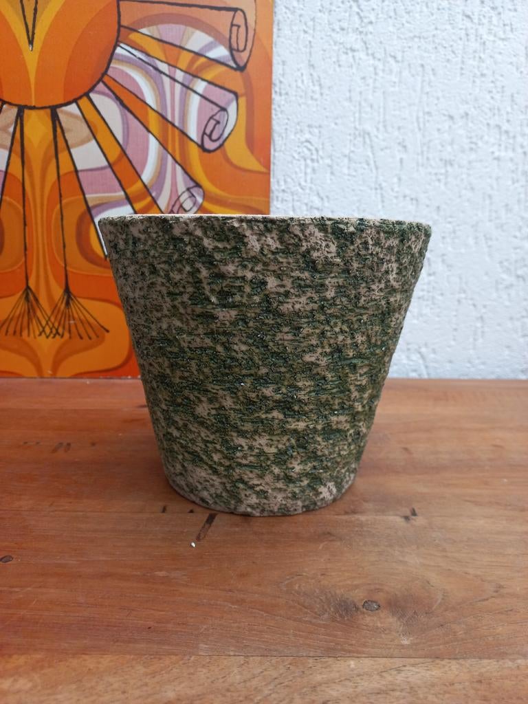 Mooie berkenbast bloempot. Vintage. Keramiek, Rond, Ophalen of Verzenden, Aardewerk, Minder dan 40 cm