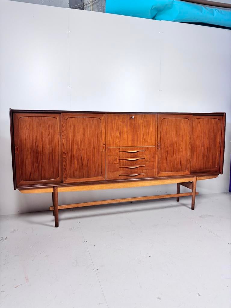 Vintage kast highboard teak design, Ophalen, Gebruikt, C, Minder dan 150 cm