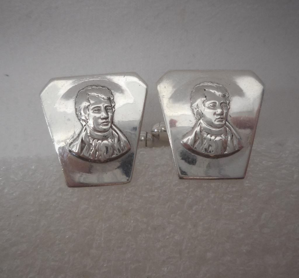 Zilveren vintage manchetknopen Mozart nr.640