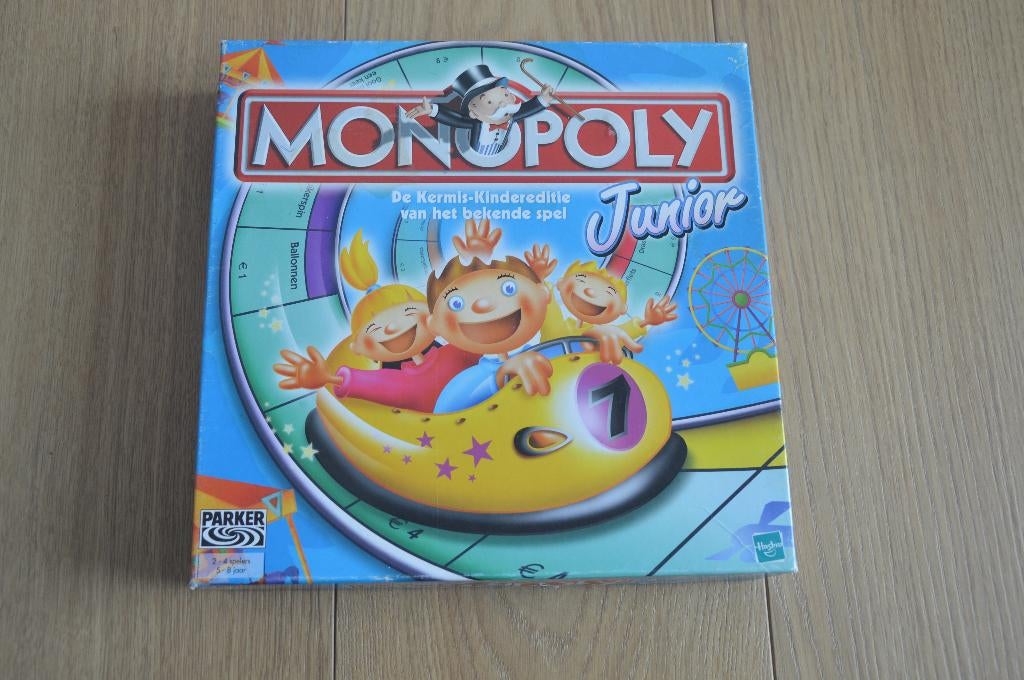 Monopoly Junior van Parker Kermis kindereditie (5-8 jaar), Een of twee spelers, Ophalen of Verzenden, Gebruikt, Hasbro