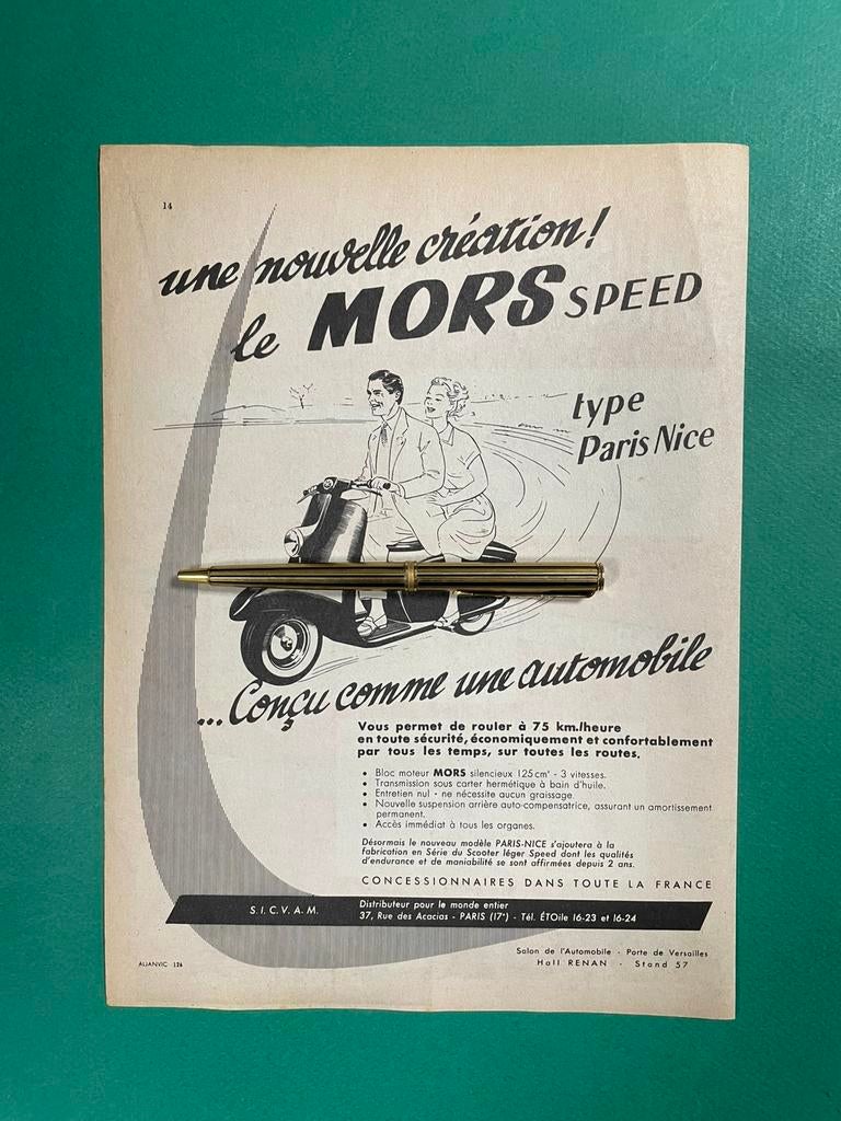 Mors Motorcycle Advertentie 1953 FRA (Origineel), Ophalen of Verzenden, 1940 tot 1960, Buitenland, Knipsel(s)