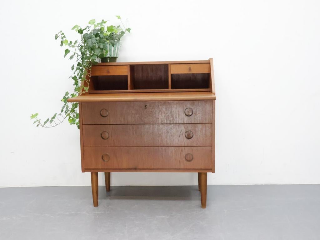 Vintage secretaire | Teak | Deens, Huis en Inrichting, Kasten | Secretaires, Gebruikt, Ophalen