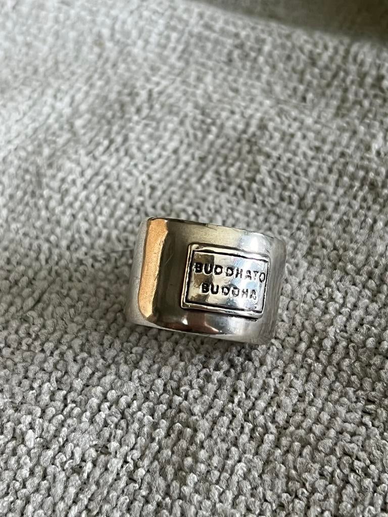 Mooie Zilveren Buddha to buddha ring maat 20, Ophalen of Verzenden, Zo goed als nieuw, Zilver, Overige merken