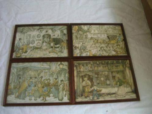 Anton Pieck prenten in lijst, 4 stuks en1 zonder lijst, Ophalen of Verzenden, 1980 tot heden, Overige onderwerpen