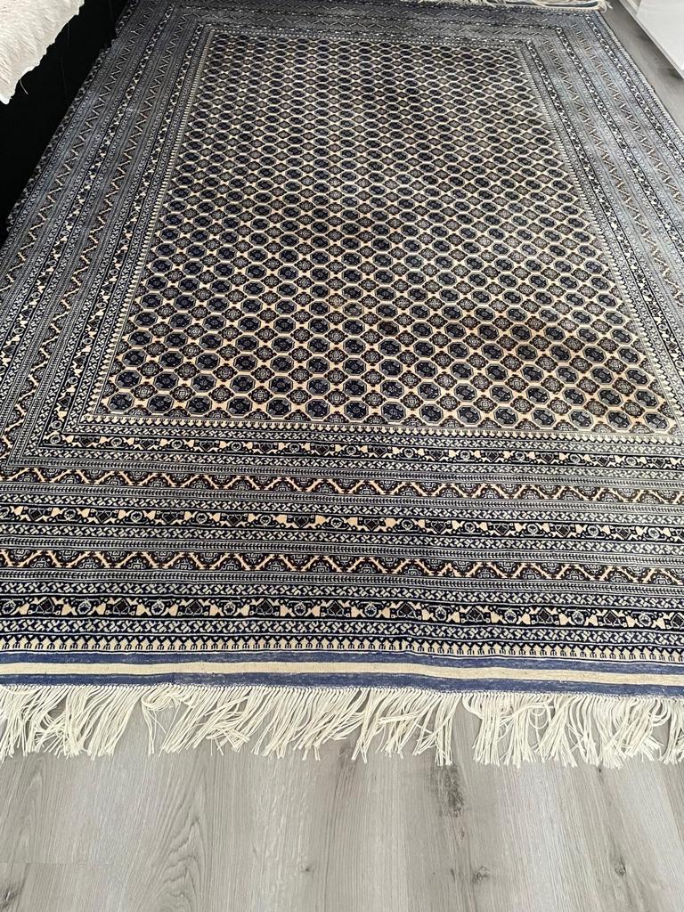 Prachtig Afghaans tapijt - 6 meter, Belgisch garen, Ophalen, Beige, Nieuw, 200 cm of meer