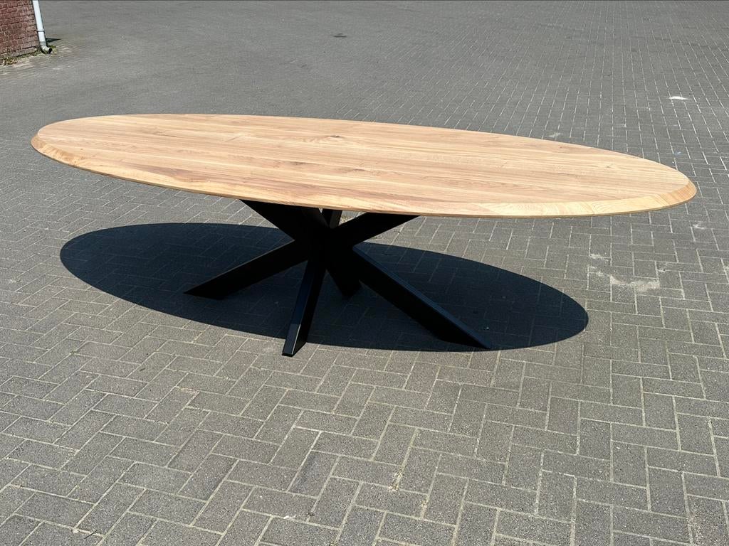 Eettafel ovaal eiken met matrixpoot, tafel vergadertafel, Ophalen of Verzenden, Nieuw, Ovaal