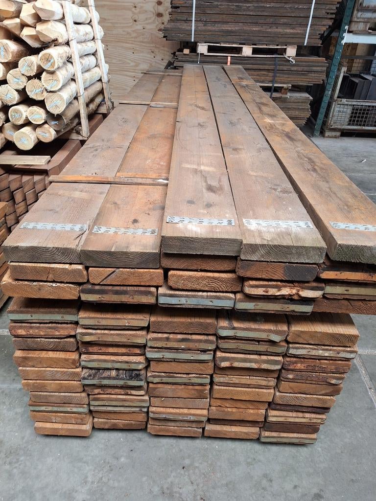 5 cm dikke gebruikte  steigerplanken  balken 5x20x360cm